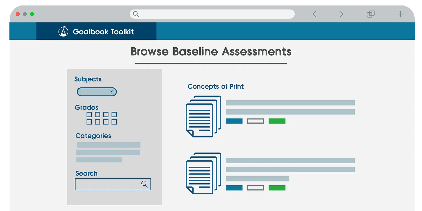 Browse Baseline Assessments Feature in Goalbook Toolkit