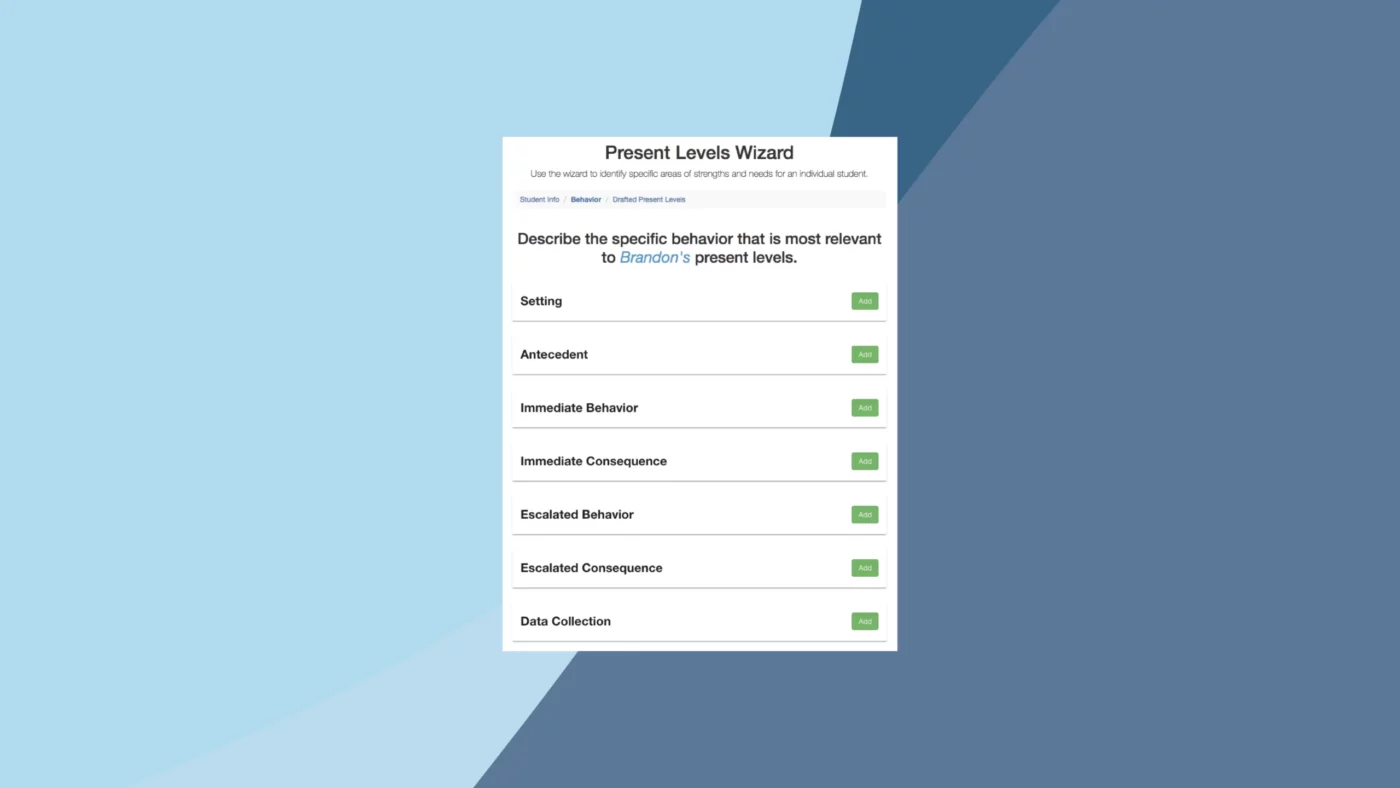 Present Levels Wizard Now Available for Behavior